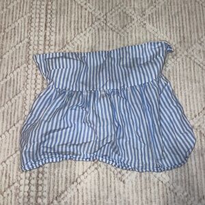 Beginning Boutique Blue and White Striped Off-Shoulder Top